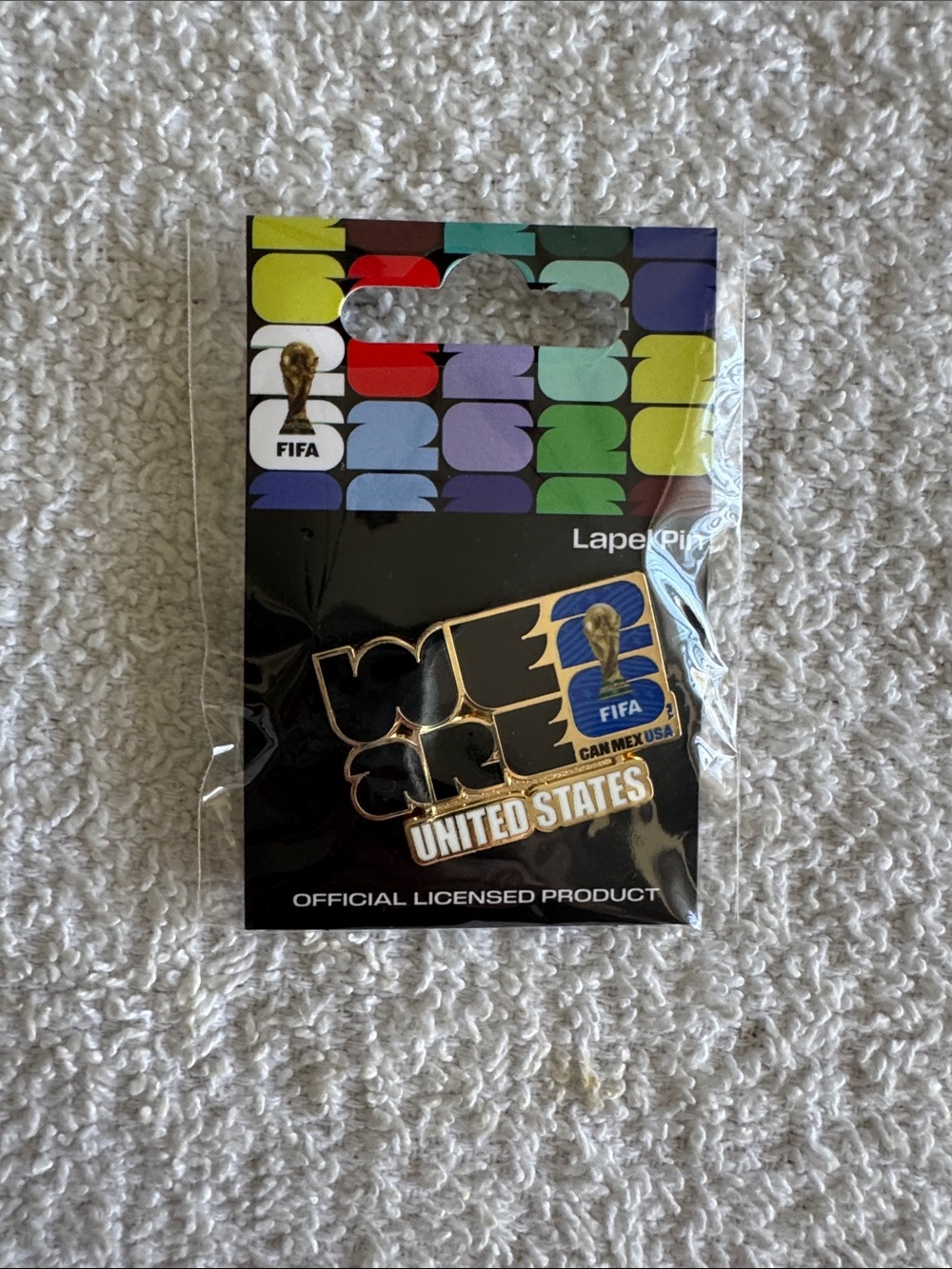 FIFA World Cup 2026 United States Enamel Lapel Pin - Gold, Blue, White